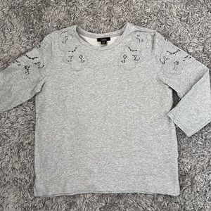 Grey floral detail sweater top